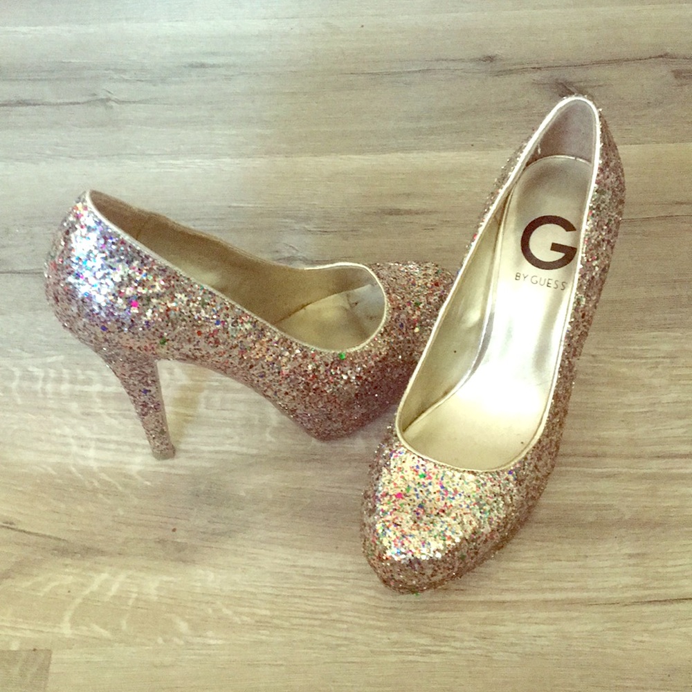 Glitter platform heels by Guess